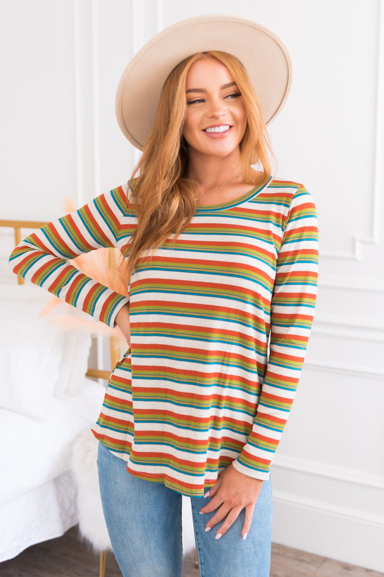 Come On And Dance Modest Ribbed Top Modest Dresses vendor-unknown 