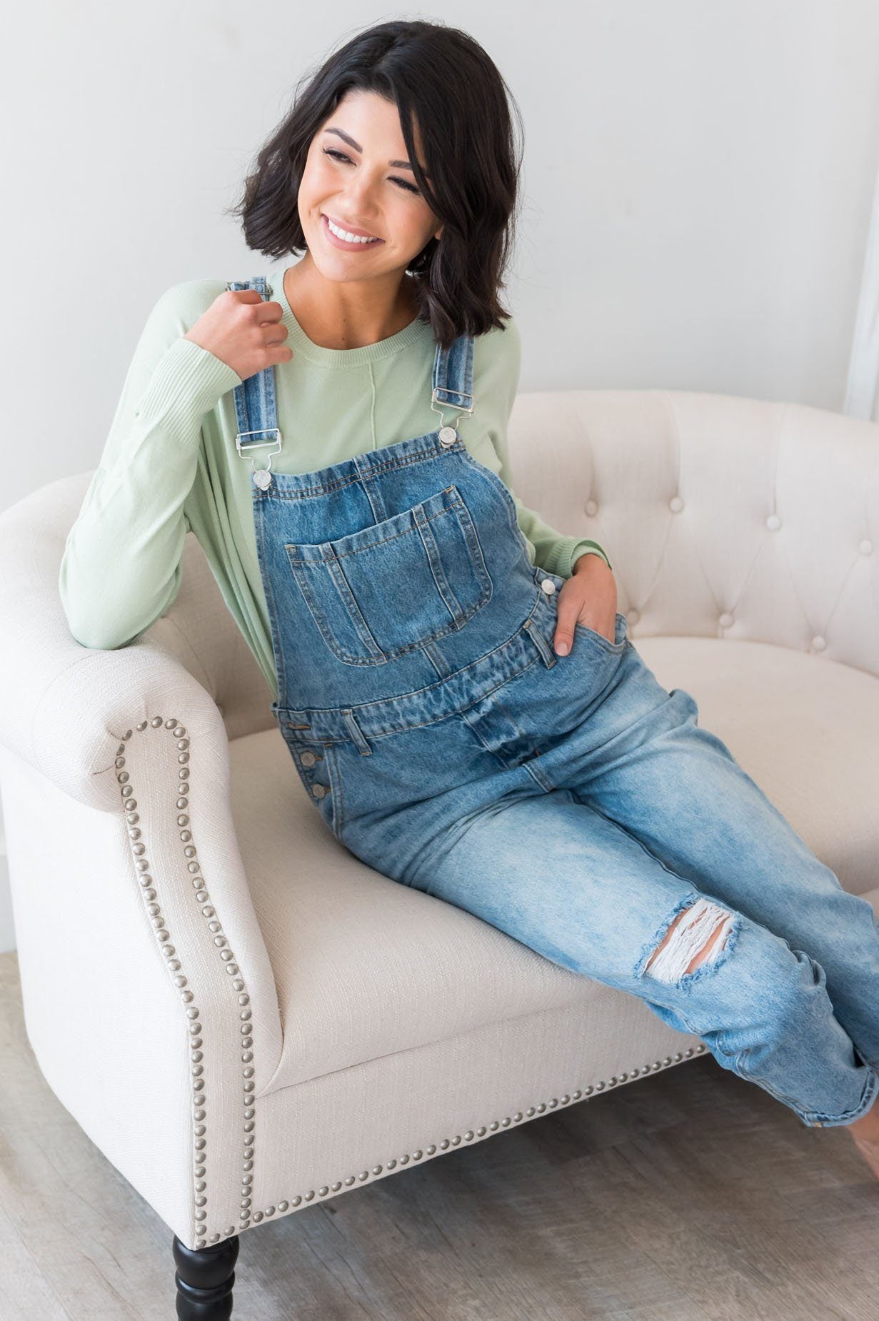 The Paris Modest Denim Overalls Modest Dresses vendor-unknown 