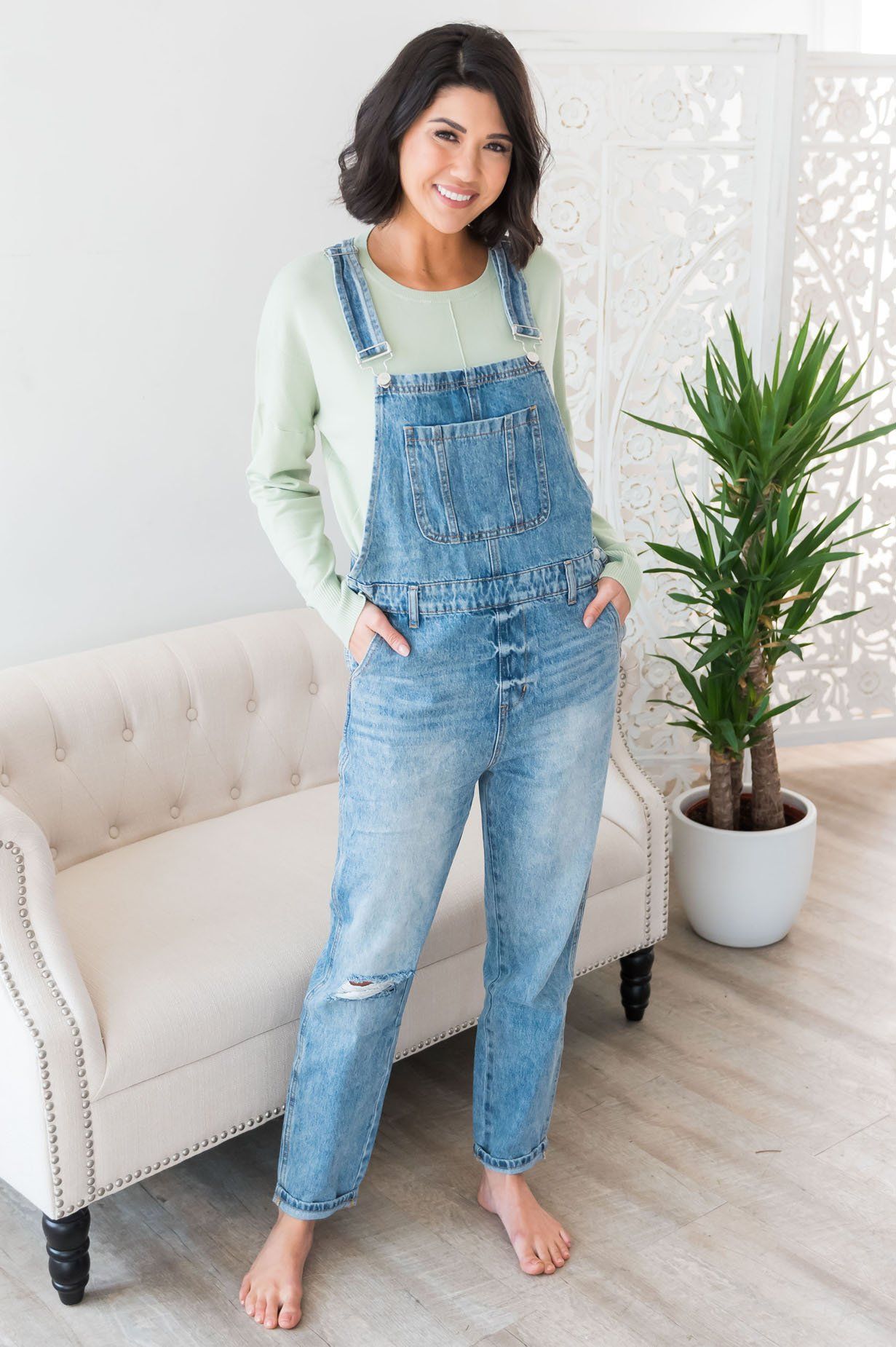 The Paris Modest Denim Overalls Modest Dresses vendor-unknown 