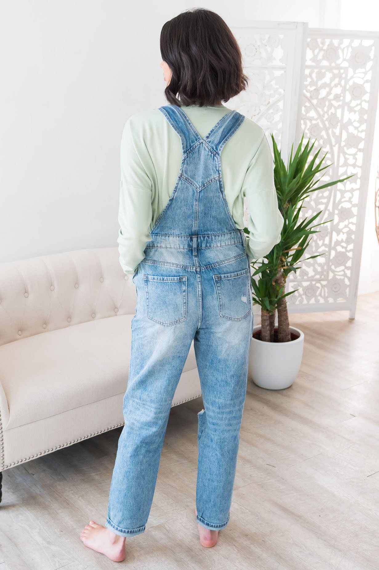 The Paris Modest Denim Overalls Modest Dresses vendor-unknown 