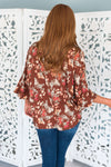Floral Fascination Modest Bell Sleeve Blouse NeeSee's Dresses