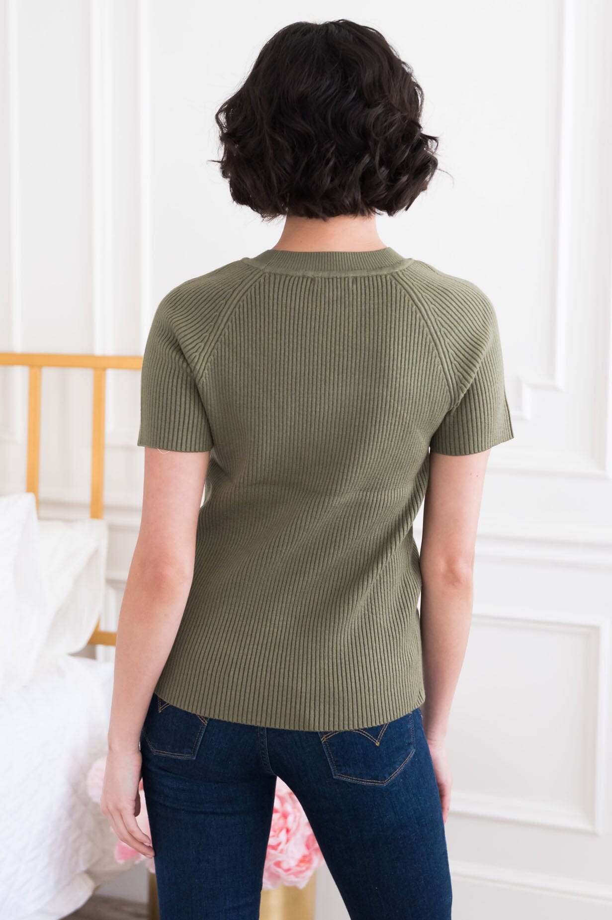 Elegant Afternoon Modest Ribbed Top Tops vendor-unknown 
