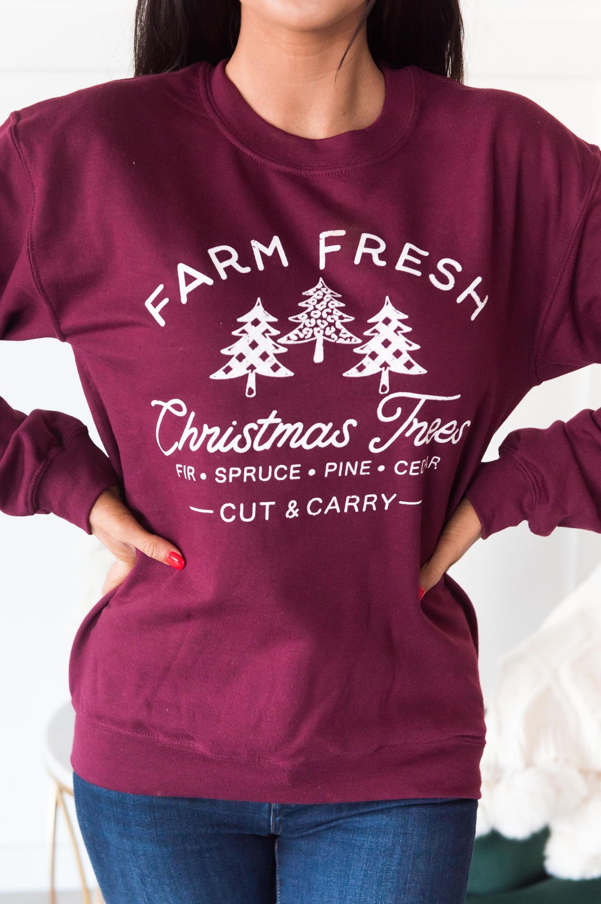 Farm Fresh Trees Modest Sweatshirt Modest Dresses vendor-unknown 
