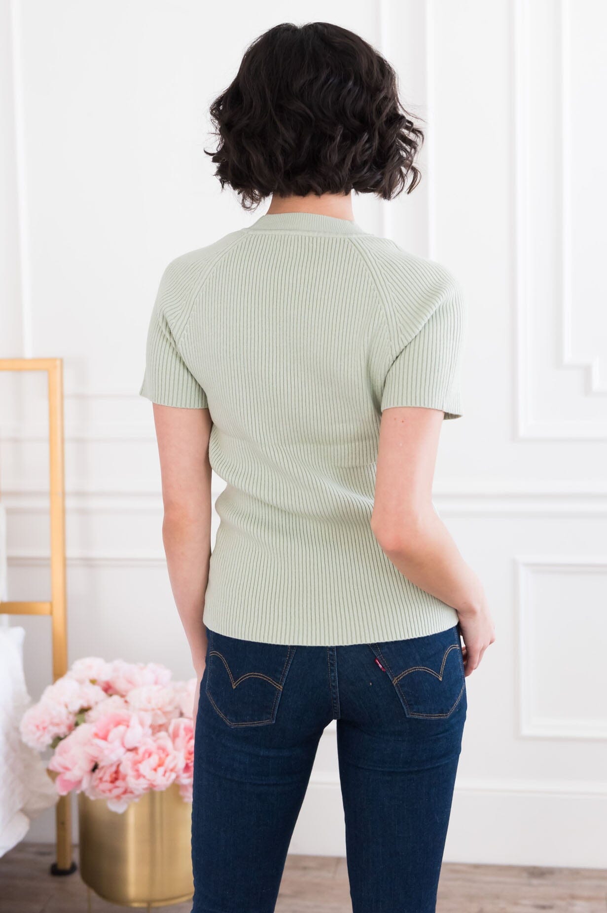 Elegant Afternoon Modest Ribbed Top Tops vendor-unknown 