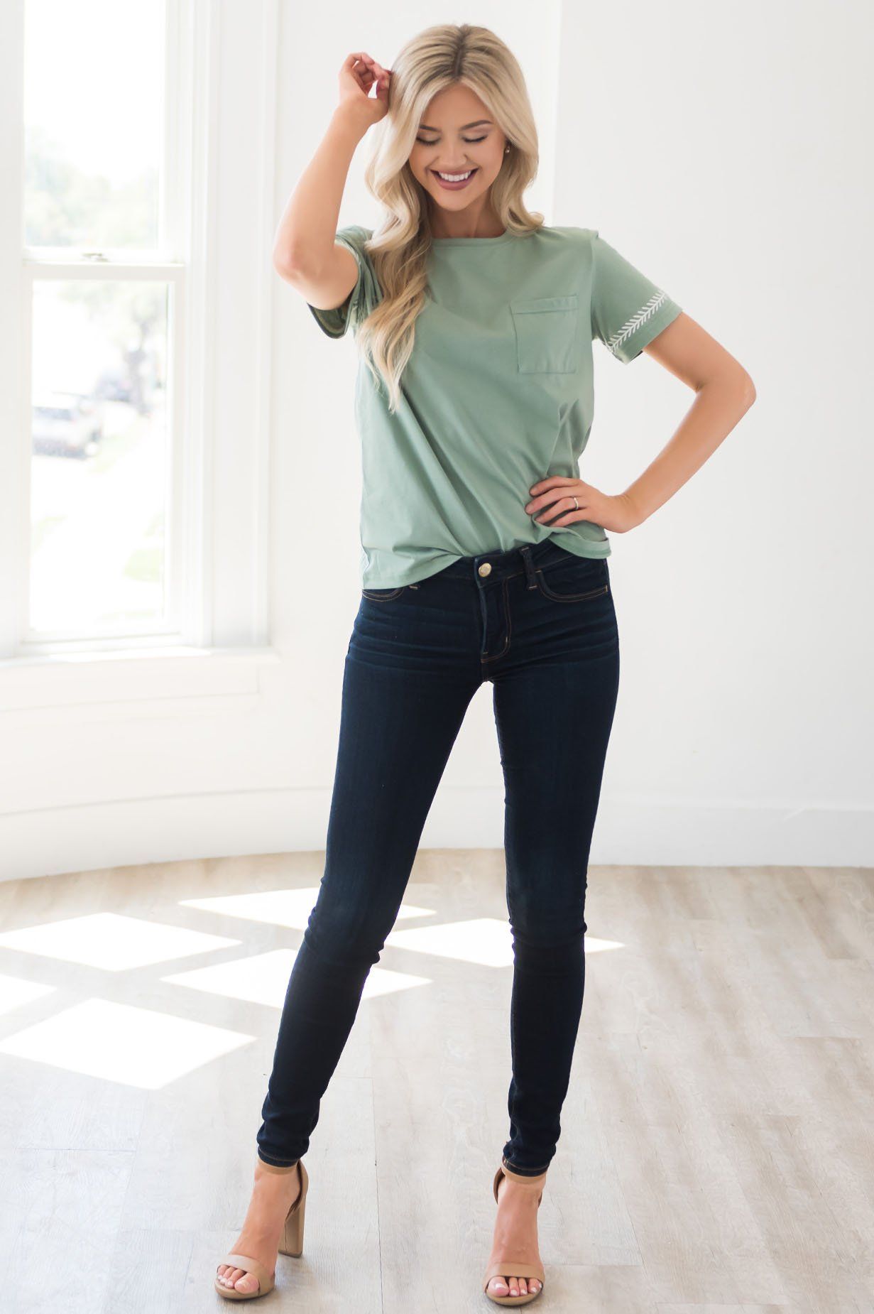 Daytime Dreaming Embroidered Blouse Tops vendor-unknown 