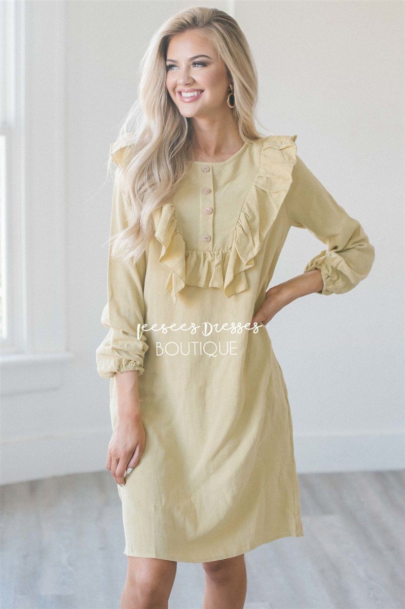 The Connie Modest Dresses vendor-unknown S Mustard 