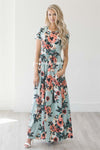Mint Watercolor Short Sleeve Maxi Dress Modest Dresses vendor-unknown S Mint