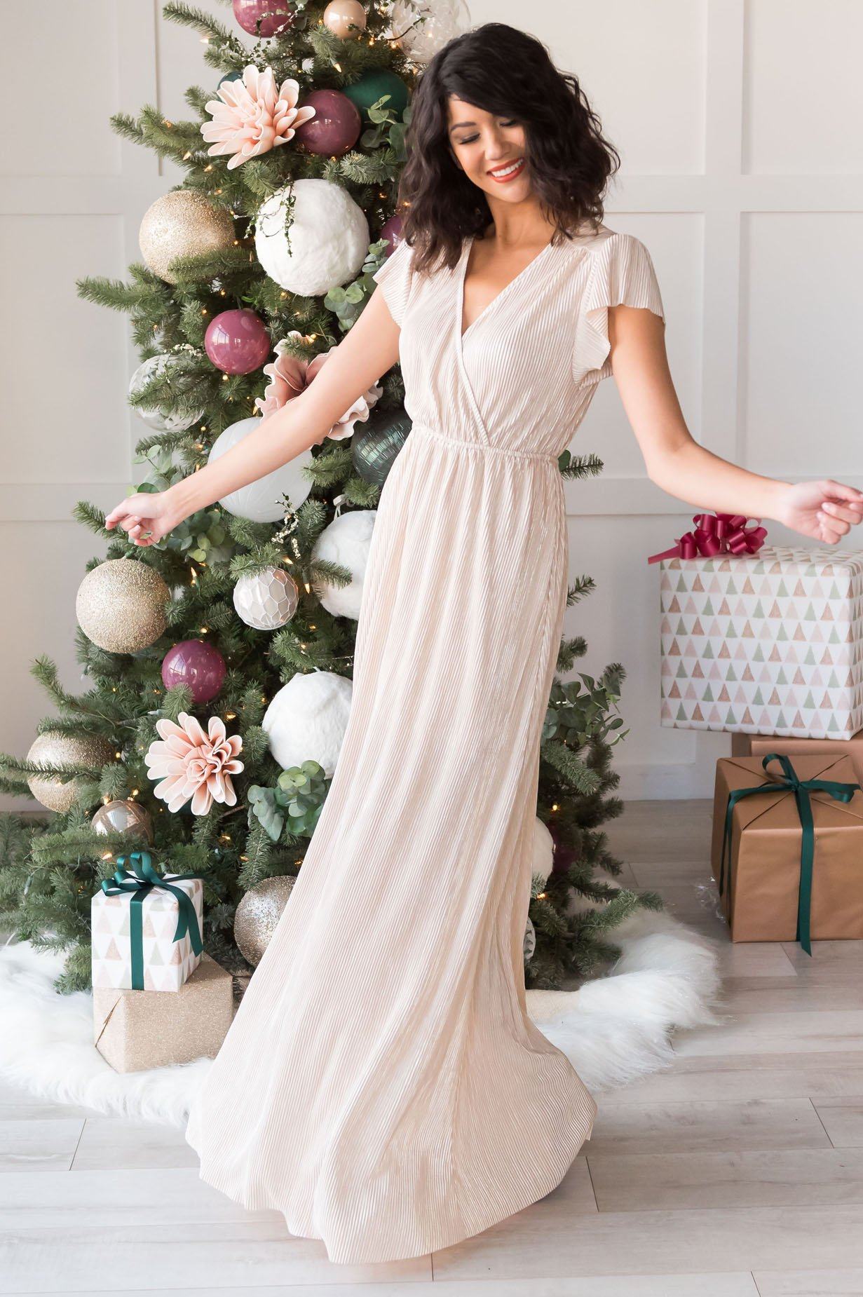 The Holiday Dream Shimmer Maxi Dress Modest Dresses vendor-unknown 