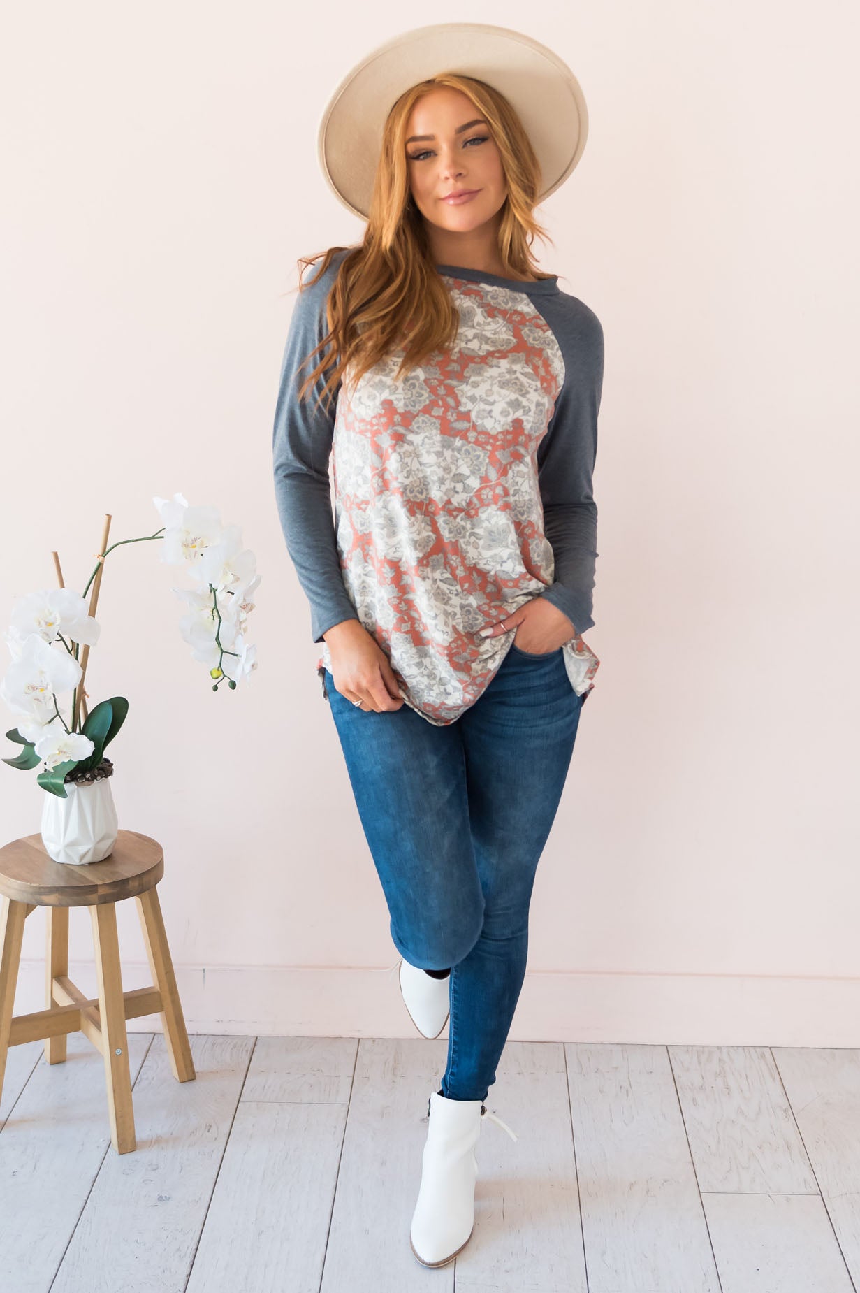 Perfection In Paisley Modest Baseball Tee NeeSee's Dresses 