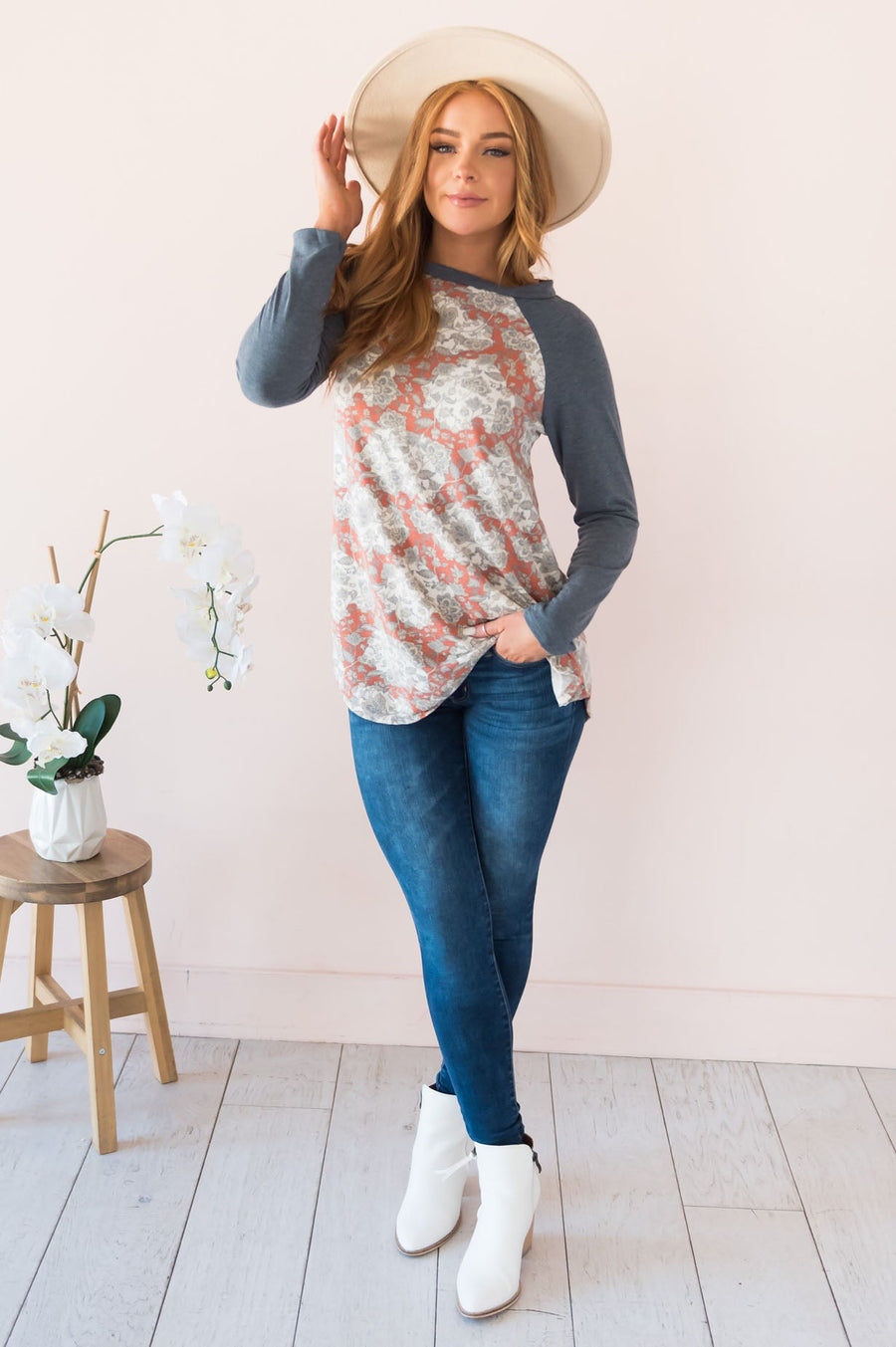 Perfection In Paisley Modest Baseball Tee NeeSee's Dresses 