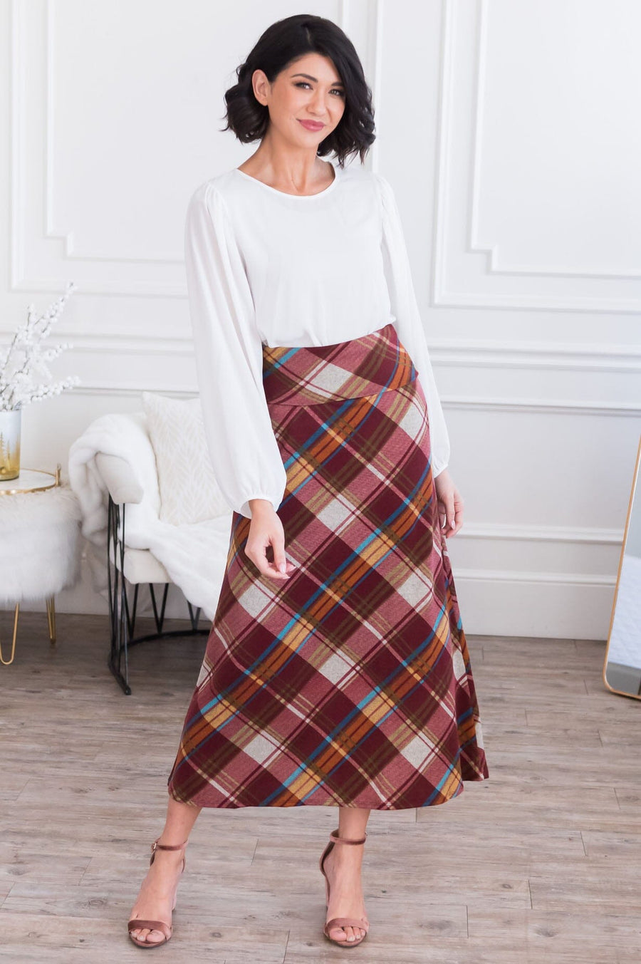 Forever Faithful Modest Plaid Maxi Skirt Skirts vendor-unknown 