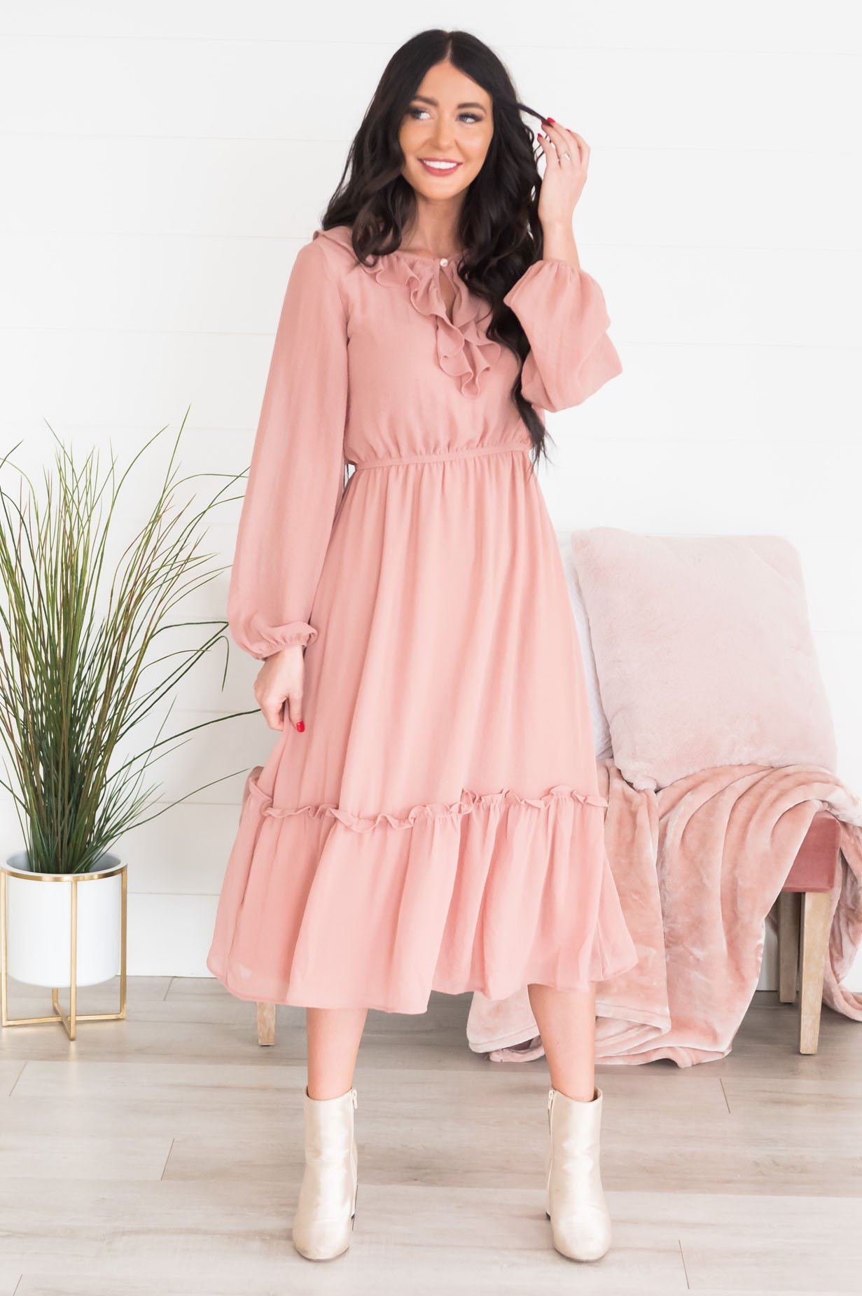 The Faith Modest Ruffle Dress Modest Dresses vendor-unknown 