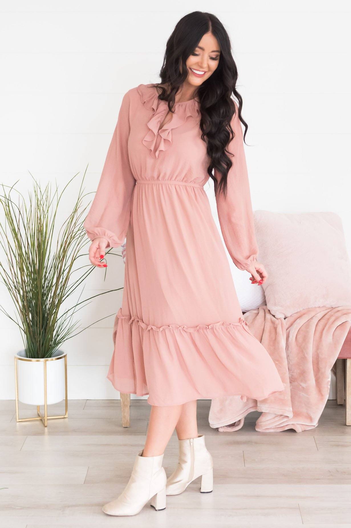 The Faith Modest Ruffle Dress Modest Dresses vendor-unknown 