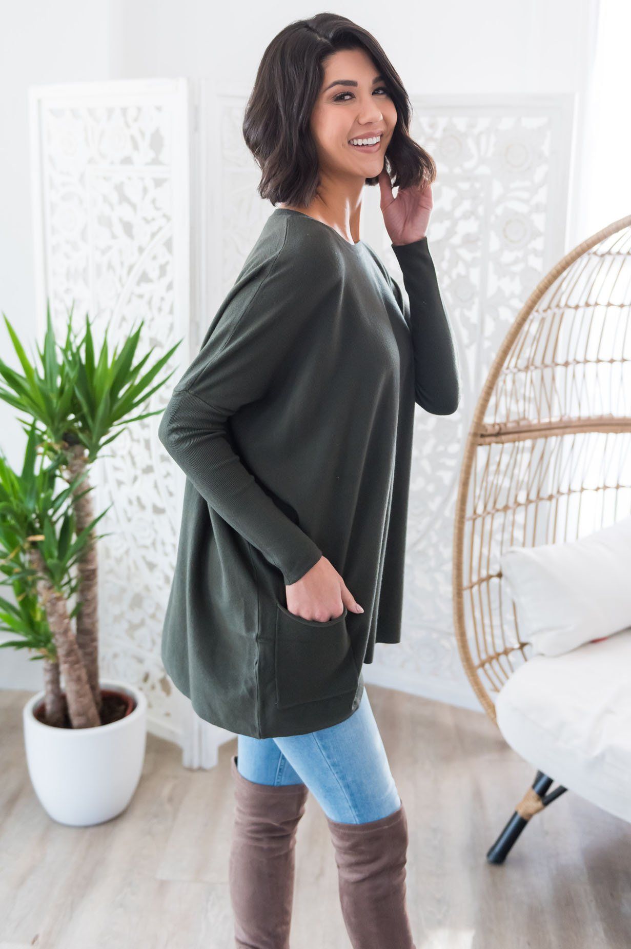 Casual Chic Modest Oversize Sweater Tops vendor-unknown 