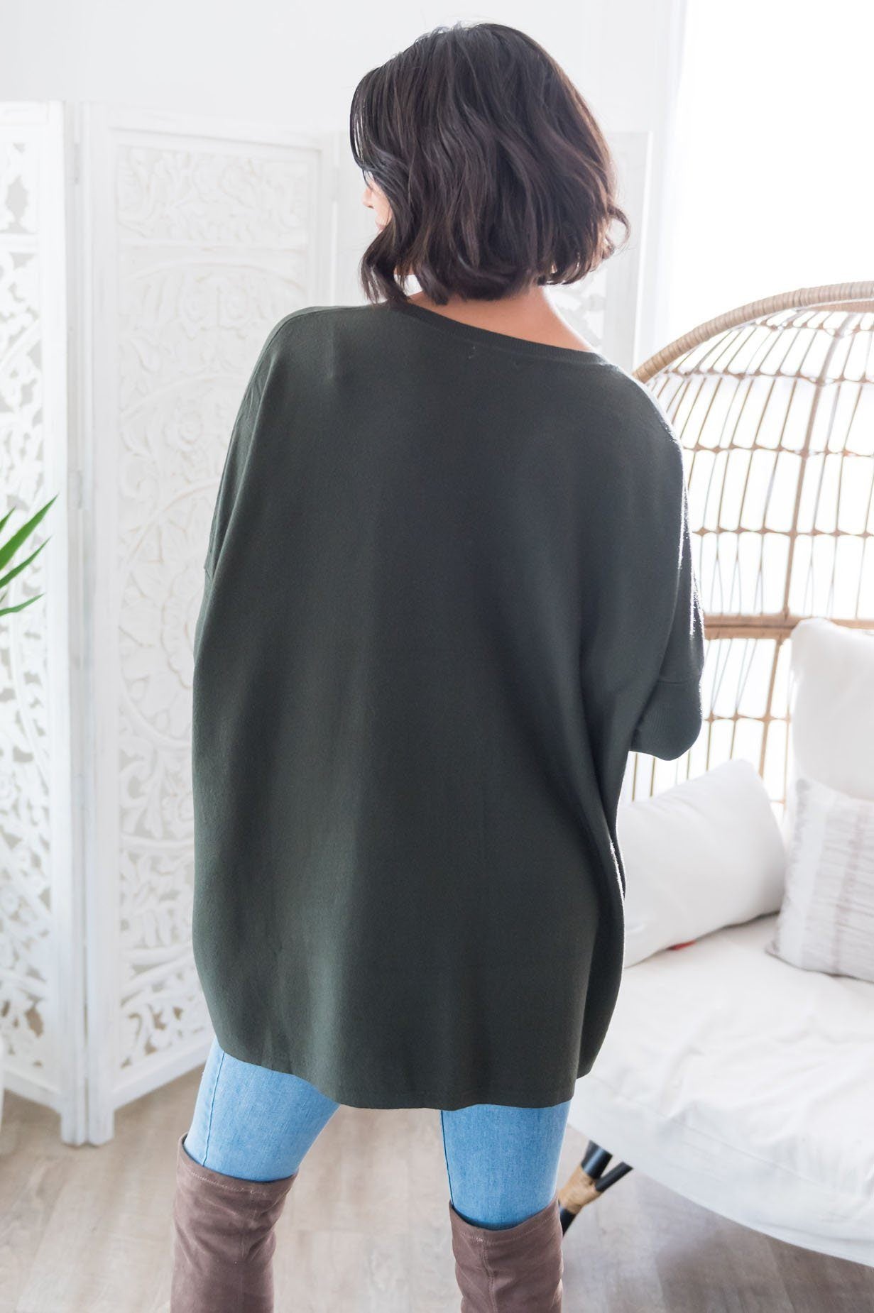 Casual Chic Modest Oversize Sweater Tops vendor-unknown 
