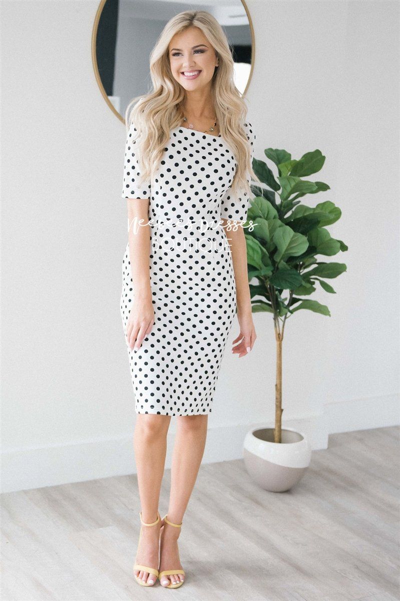 The Vickie Modest Dresses vendor-unknown White and Black XS 