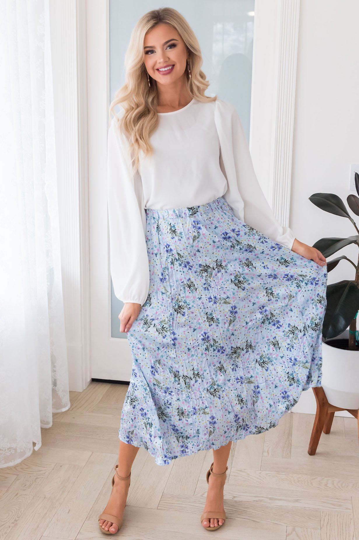 Happy Spring Modest Satin Skirt Skirts vendor-unknown 