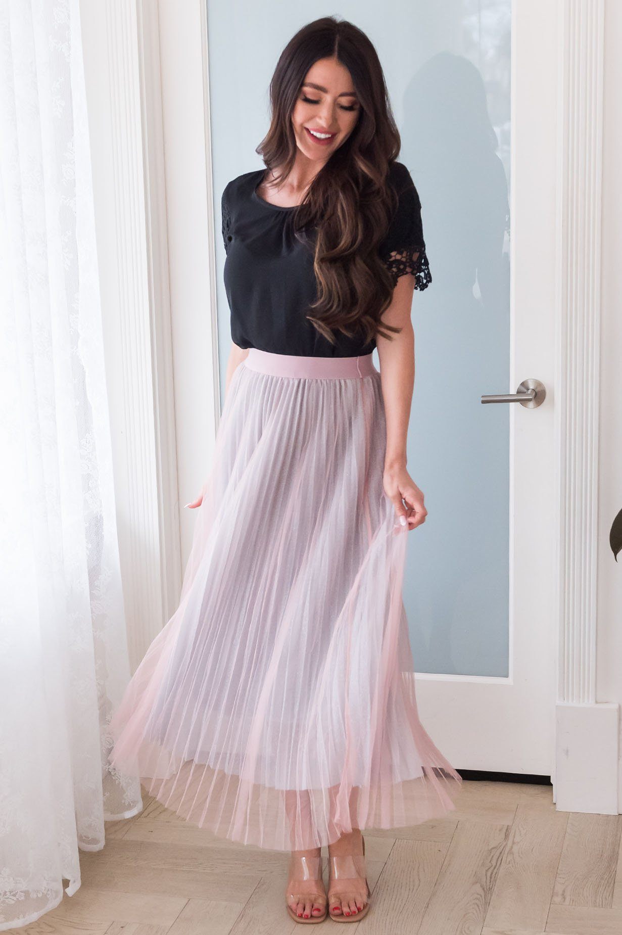 The Shine Bright Modest Tulle Skirt Skirts vendor-unknown 