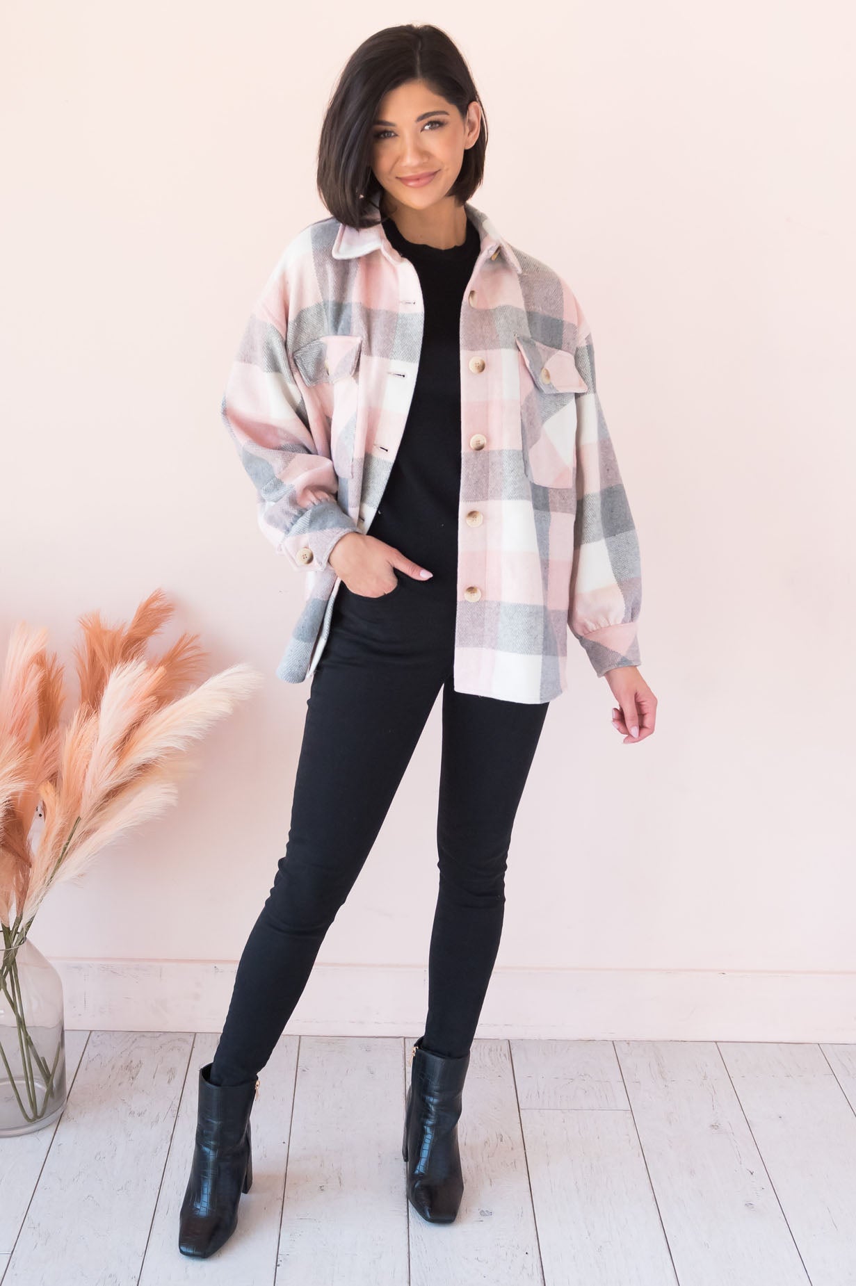 Crisp Autumn Afternoon Modest Shacket Modest Dresses vendor-unknown 