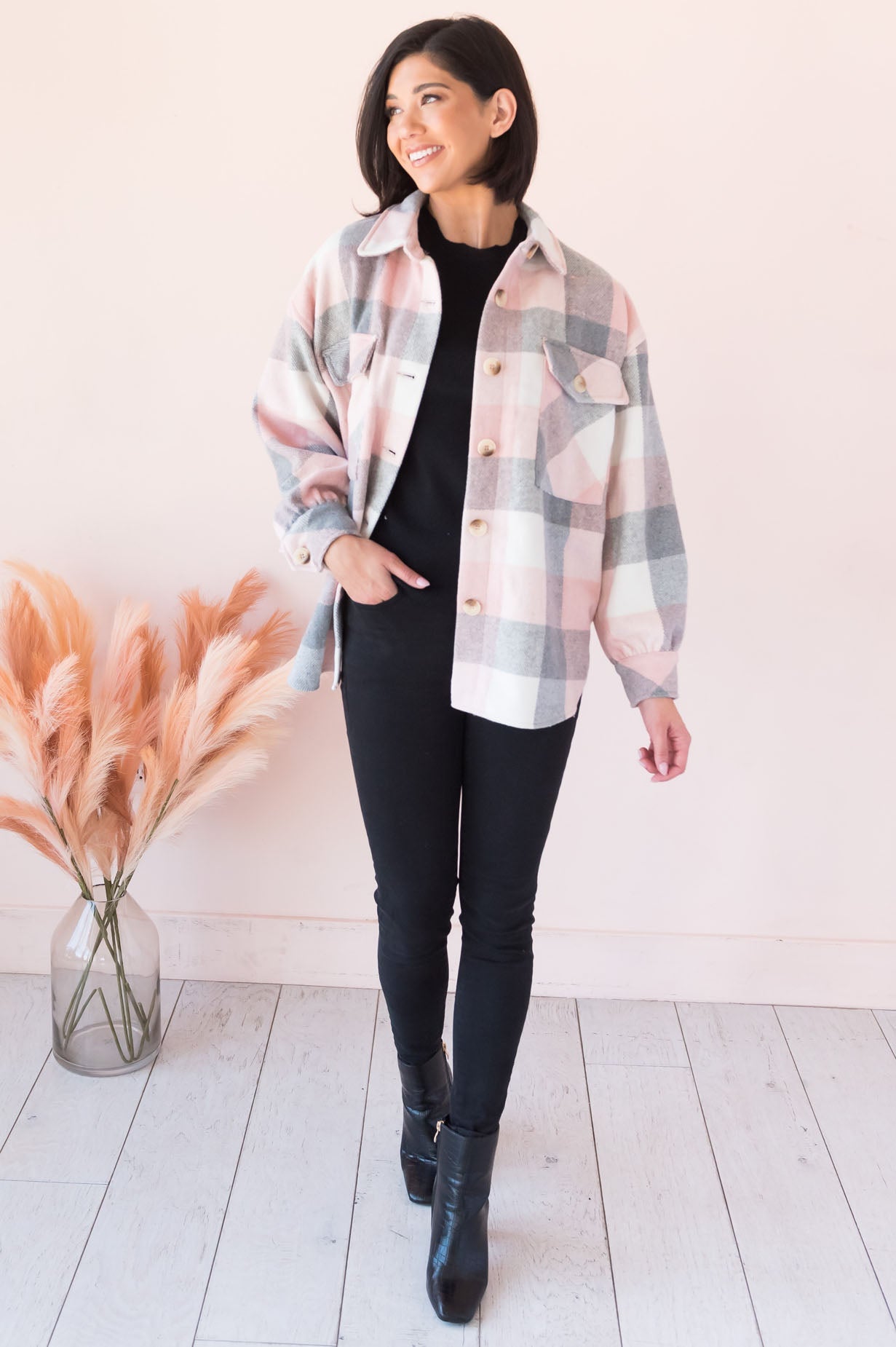 Crisp Autumn Afternoon Modest Shacket Modest Dresses vendor-unknown 