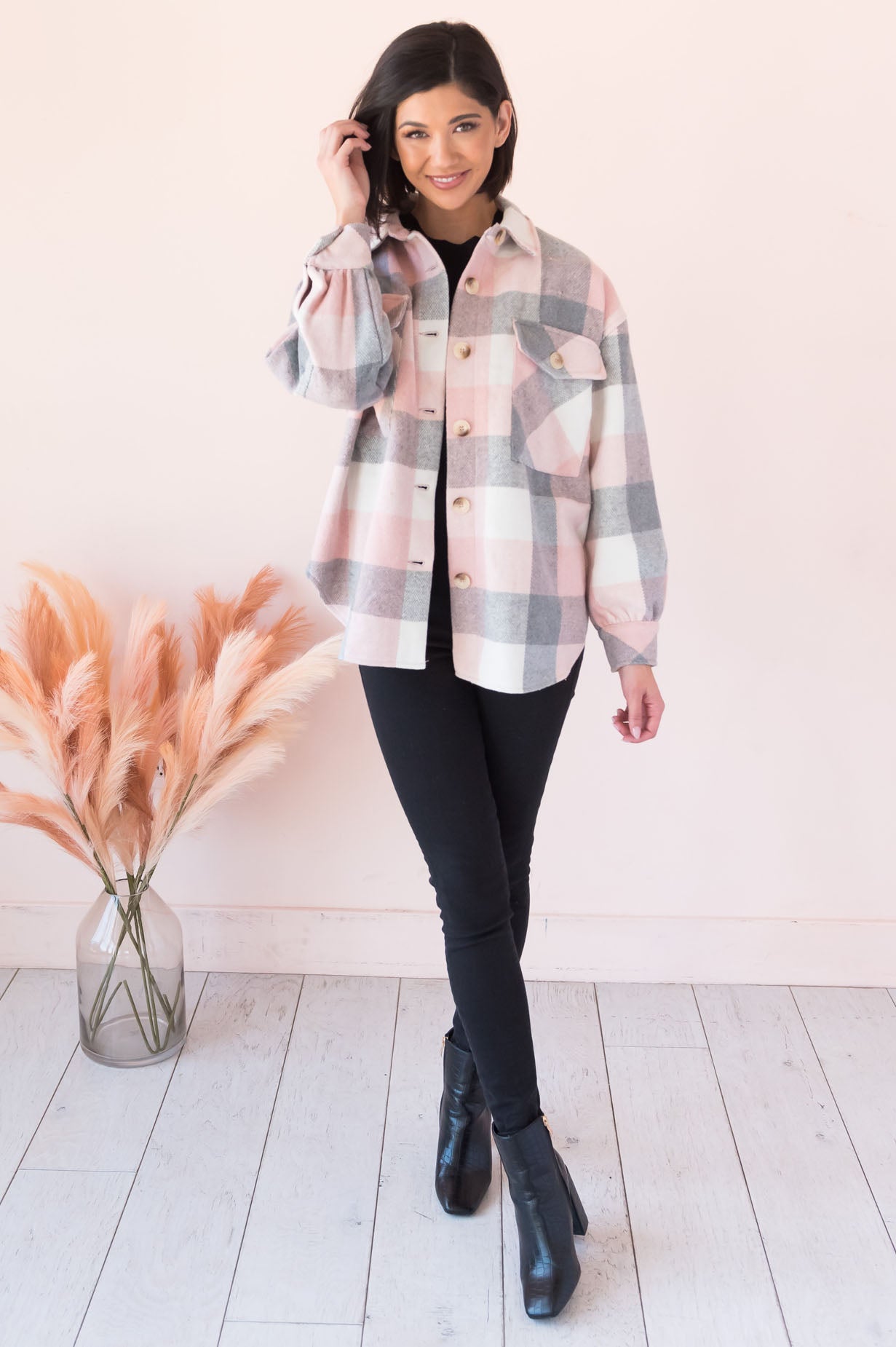 Crisp Autumn Afternoon Modest Shacket Modest Dresses vendor-unknown 