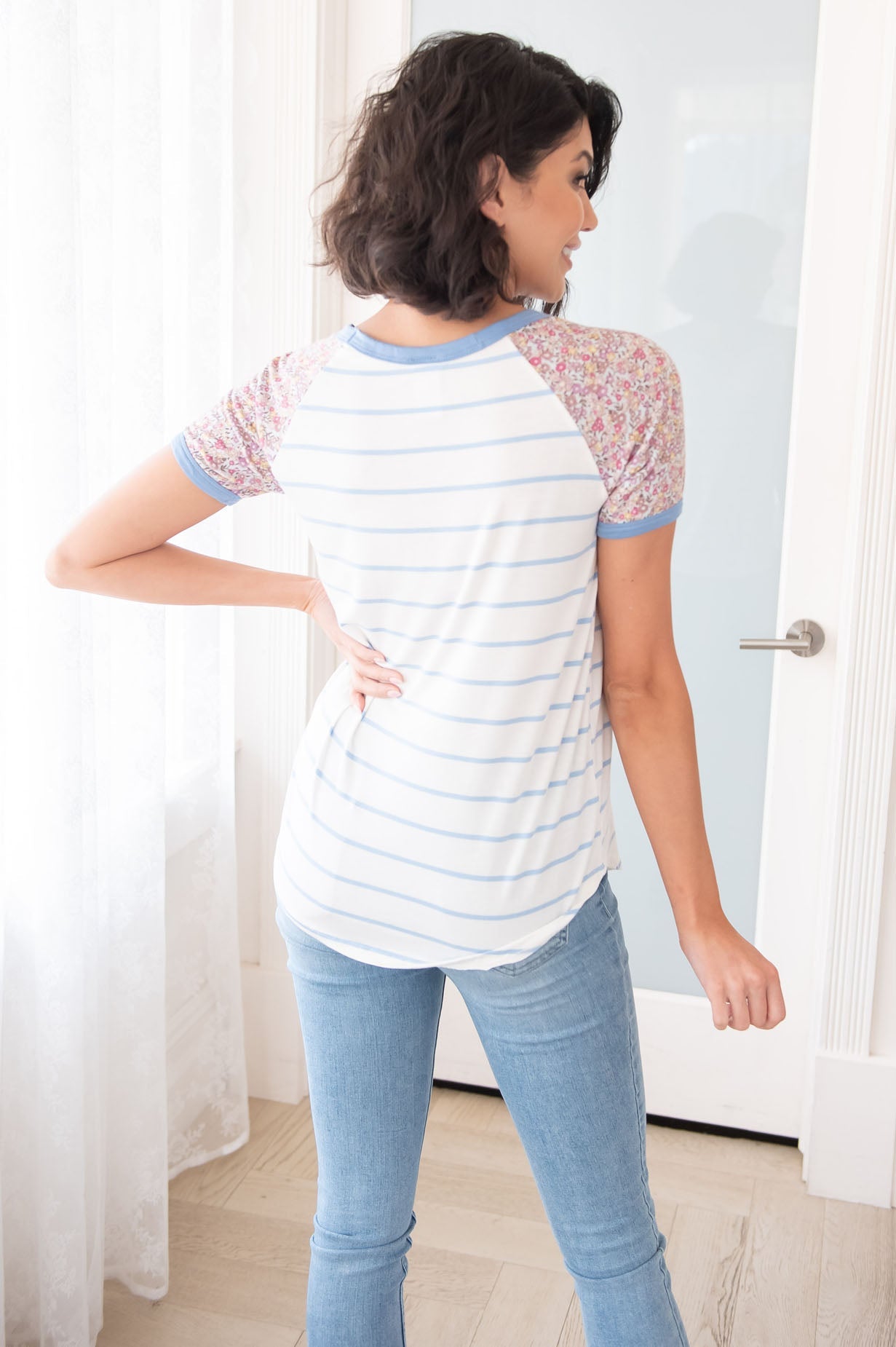 Queen of Stripes Modest Tee Tops vendor-unknown 
