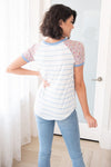Queen of Stripes Modest Tee Tops vendor-unknown
