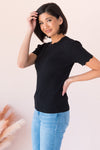 Going Strong Modest Scallop Edge Sweater Tops vendor-unknown