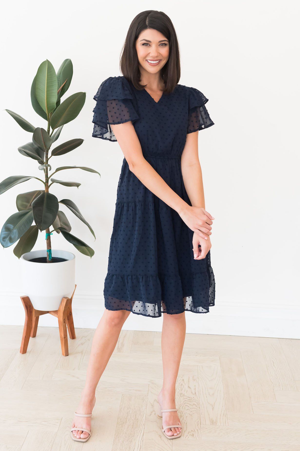 The Amy Swiss Dot Modest Dresses vendor-unknown 