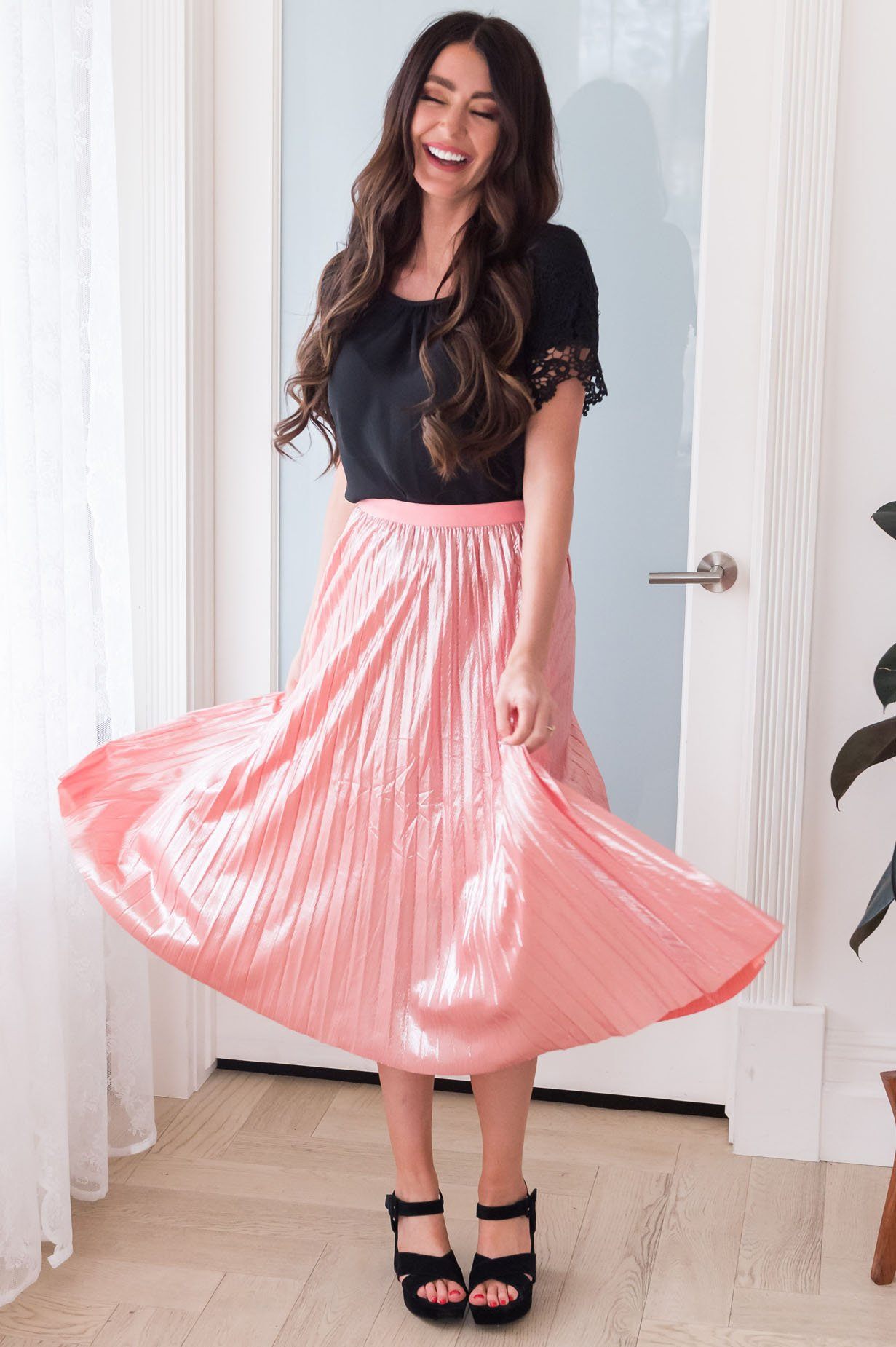 A Bit Of Shimmer Modest Pleat Skirt Skirts vendor-unknown 