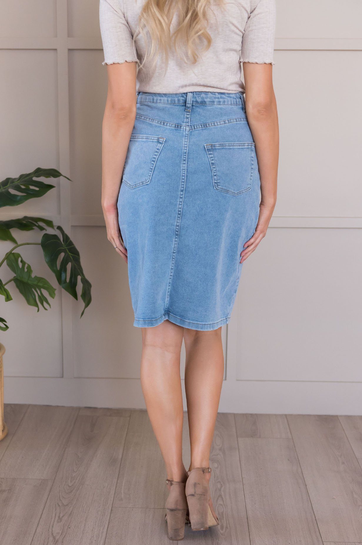 My Sweet Summer High Waisted Jean Skirt Modest Dresses vendor-unknown 