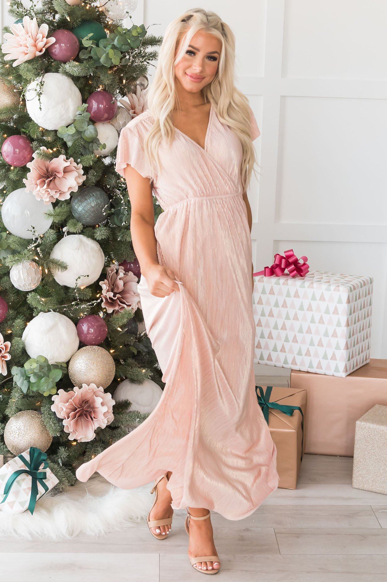 The Holiday Dream Shimmer Maxi Dress Modest Dresses vendor-unknown 