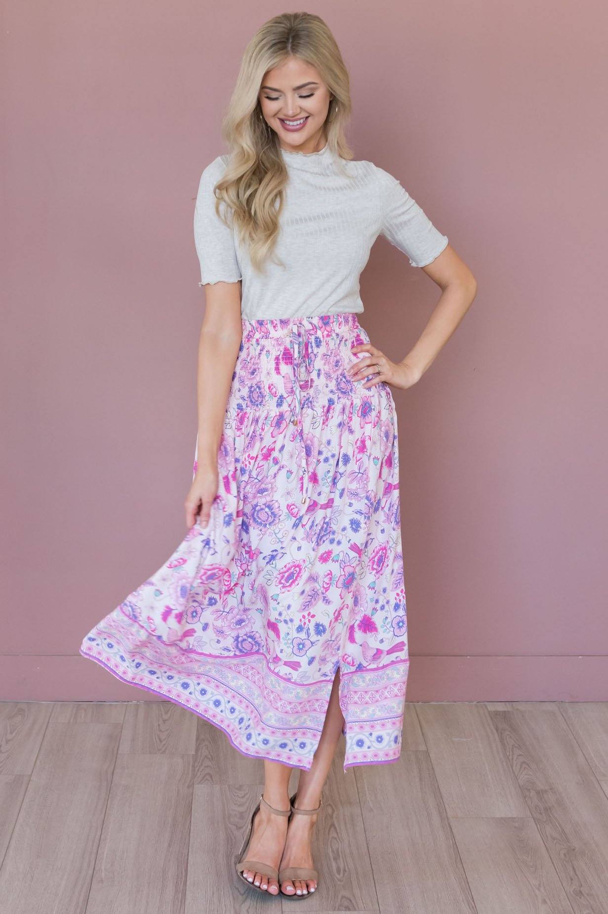 Twirl With Me Modest Bohemian Skirt Skirts vendor-unknown 