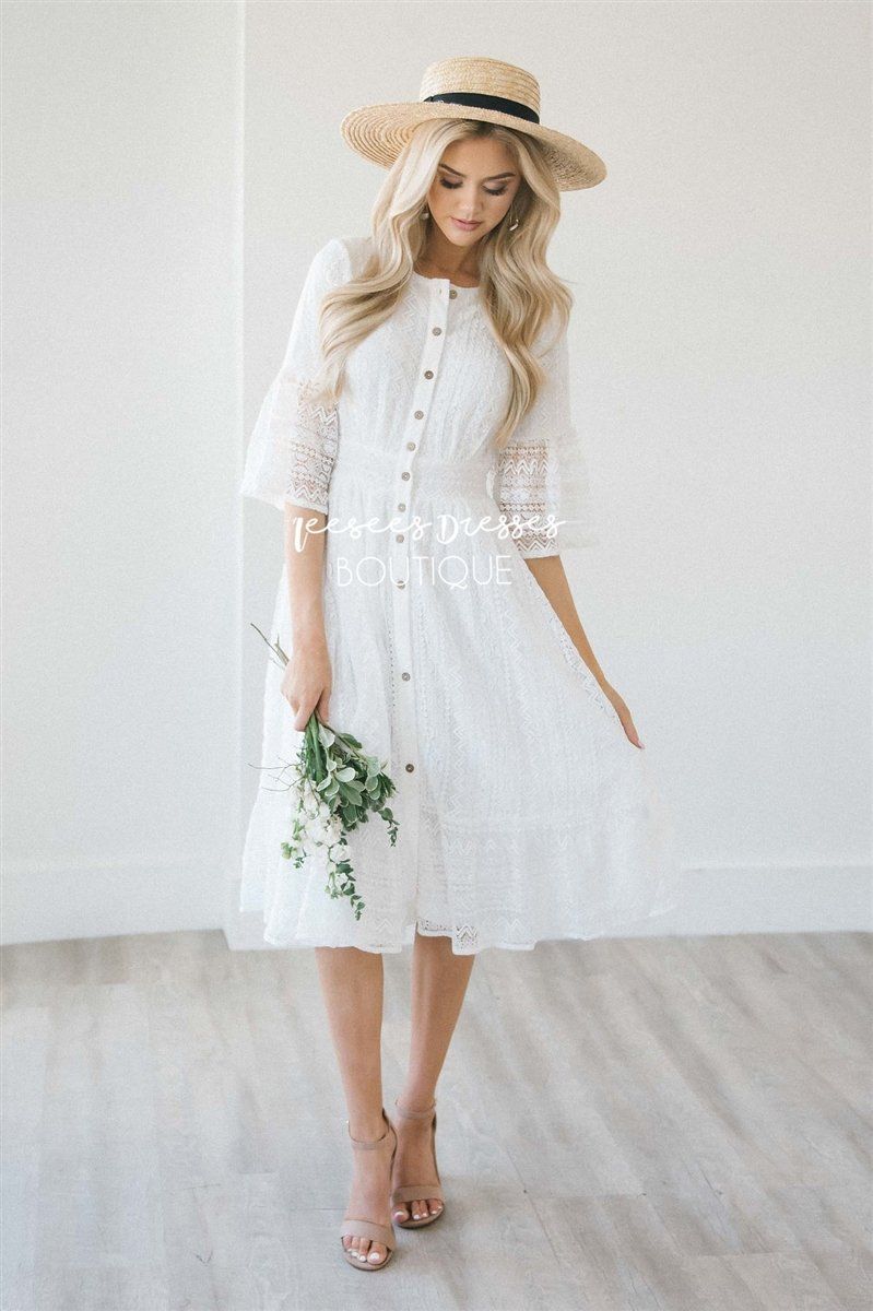 The Elaine Modest Dresses vendor-unknown Ivory S 