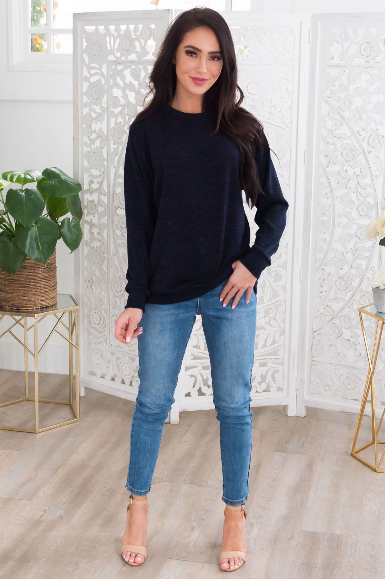 Spring Forward Modest Sweater Tops vendor-unknown 