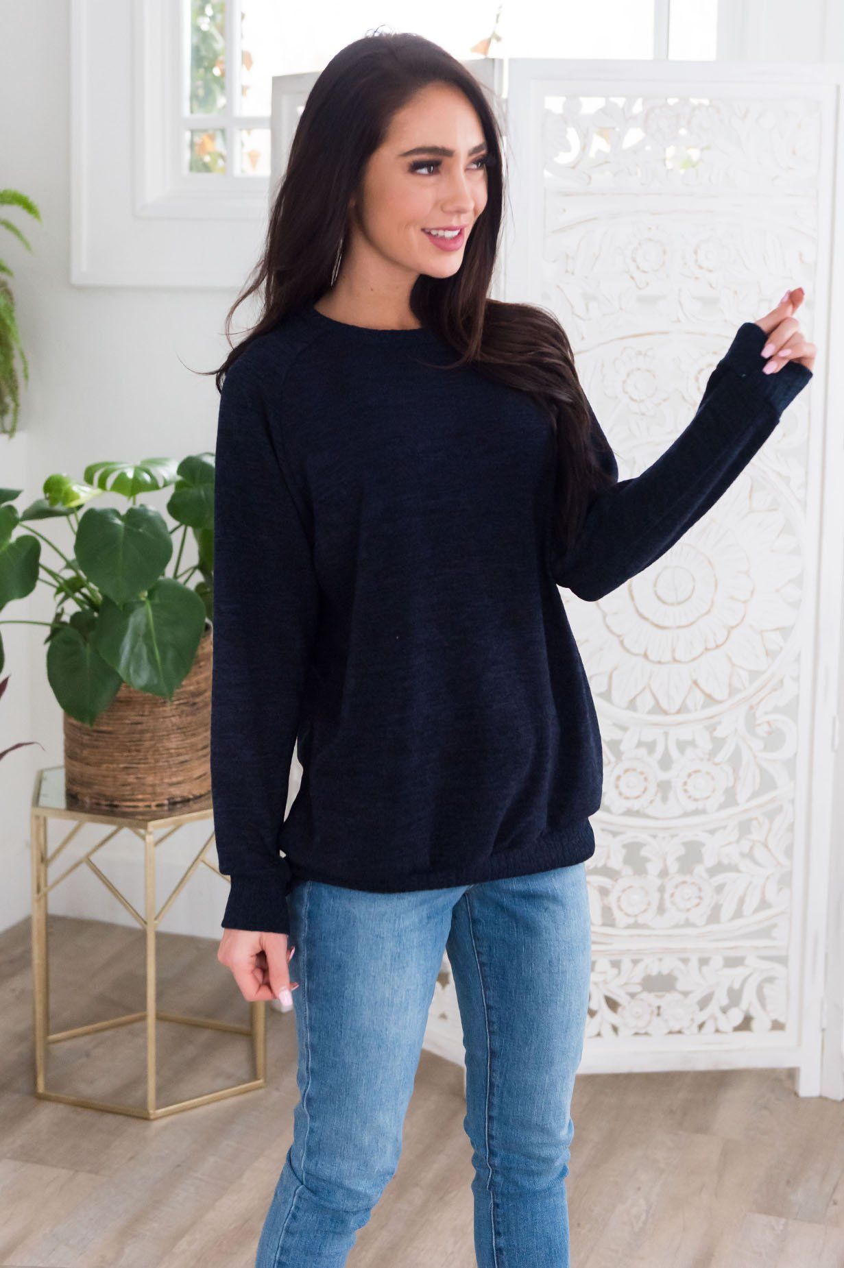 Spring Forward Modest Sweater Tops vendor-unknown 