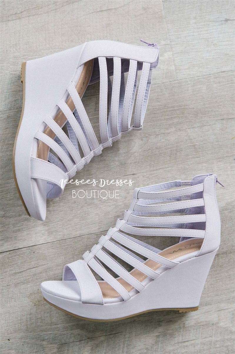 Summer Lilac Strappy Wedges Accessories & Shoes vendor-unknown 