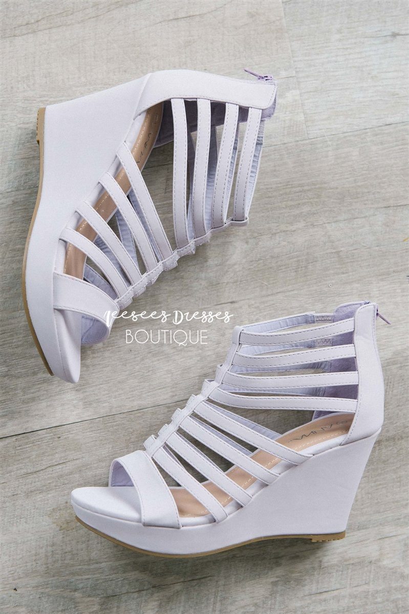 Summer Lilac Strappy Wedges Accessories & Shoes vendor-unknown 5.5 Lilac 