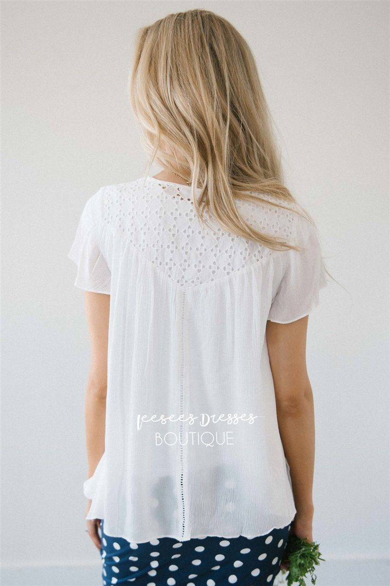 Eyelet Trim Tassel Drawstring Top Tops vendor-unknown 