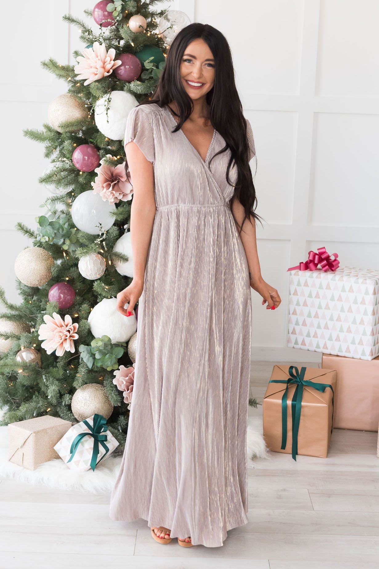 The Holiday Dream Shimmer Maxi Dress Modest Dresses vendor-unknown 