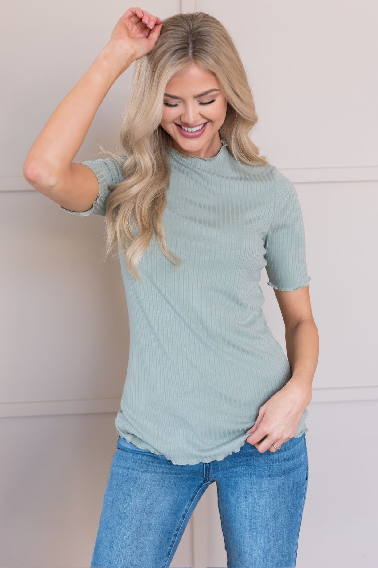 Goes with Everything Modest Ribbed Top Modest Dresses vendor-unknown 