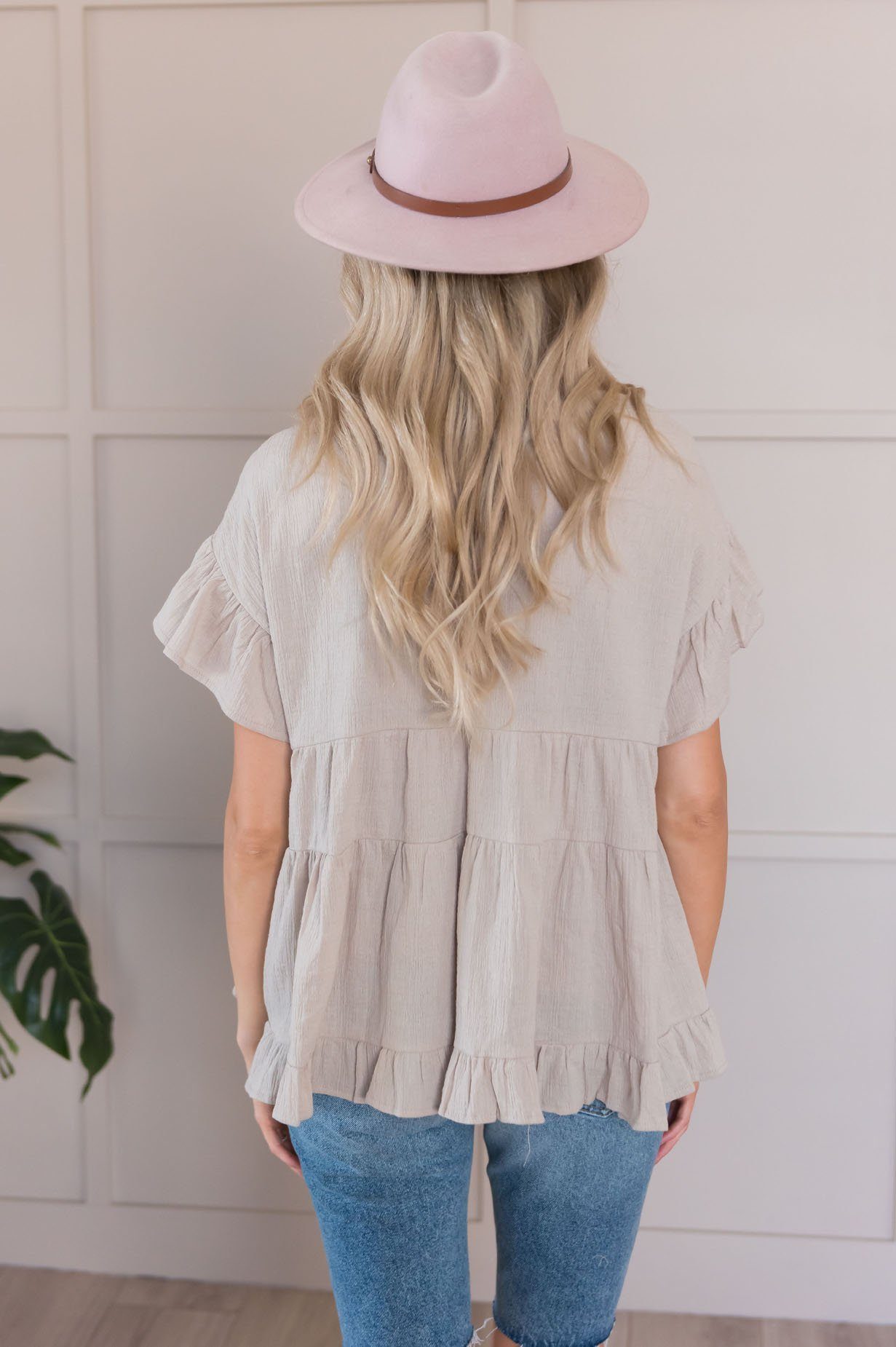 Oh So Thoughtful Modest Tiered Blouse Tops vendor-unknown 