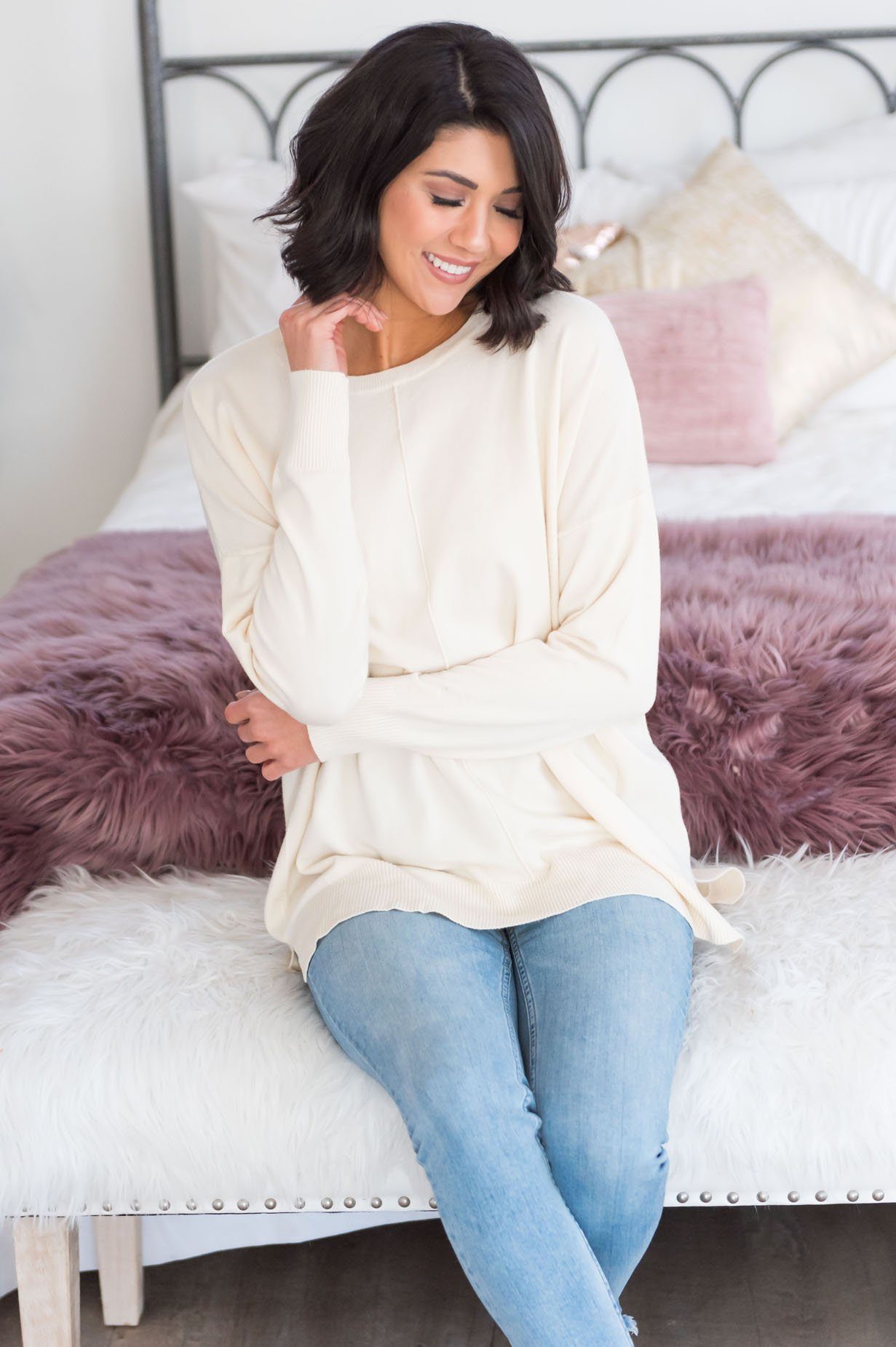 Snow Season Modest Sweater Tops vendor-unknown 