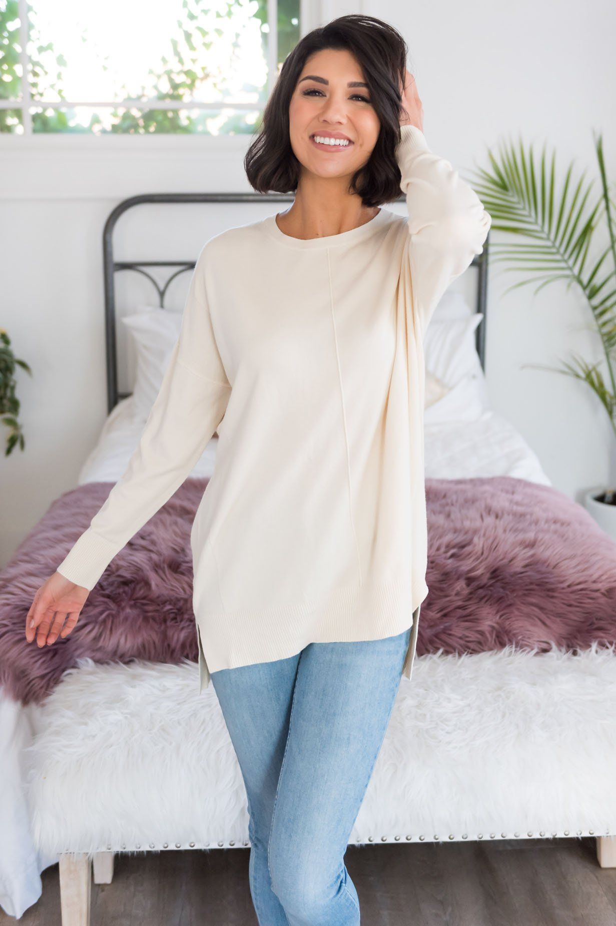 Snow Season Modest Sweater Tops vendor-unknown 