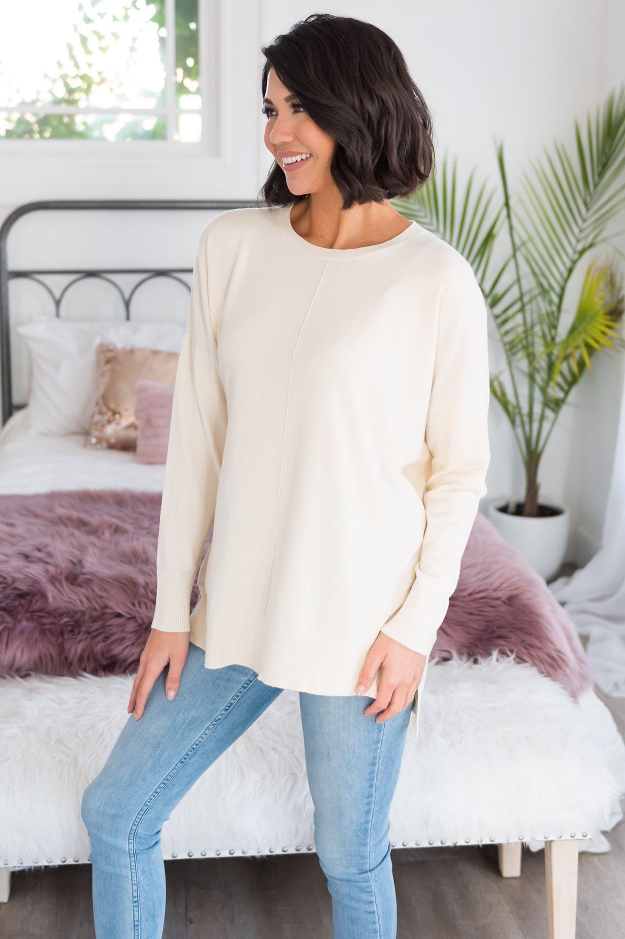 Snow Season Modest Sweater Tops vendor-unknown 