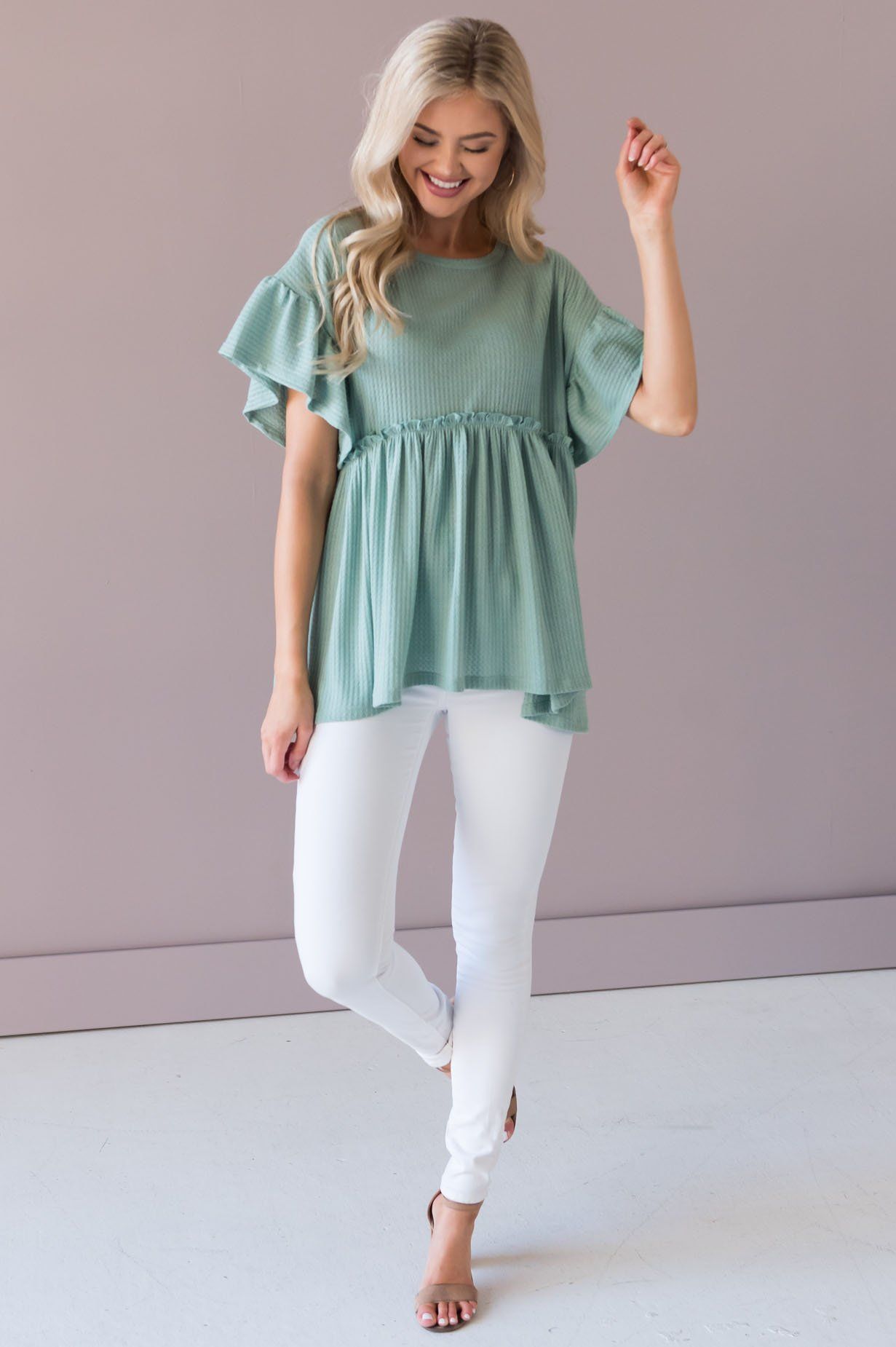 Dare To Dream Modest Babydoll Blouse Tops vendor-unknown 