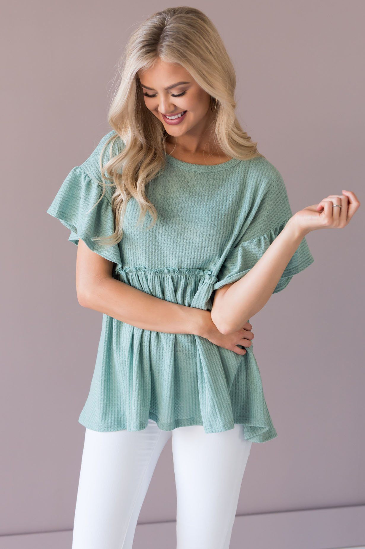 Dare To Dream Modest Babydoll Blouse Tops vendor-unknown 