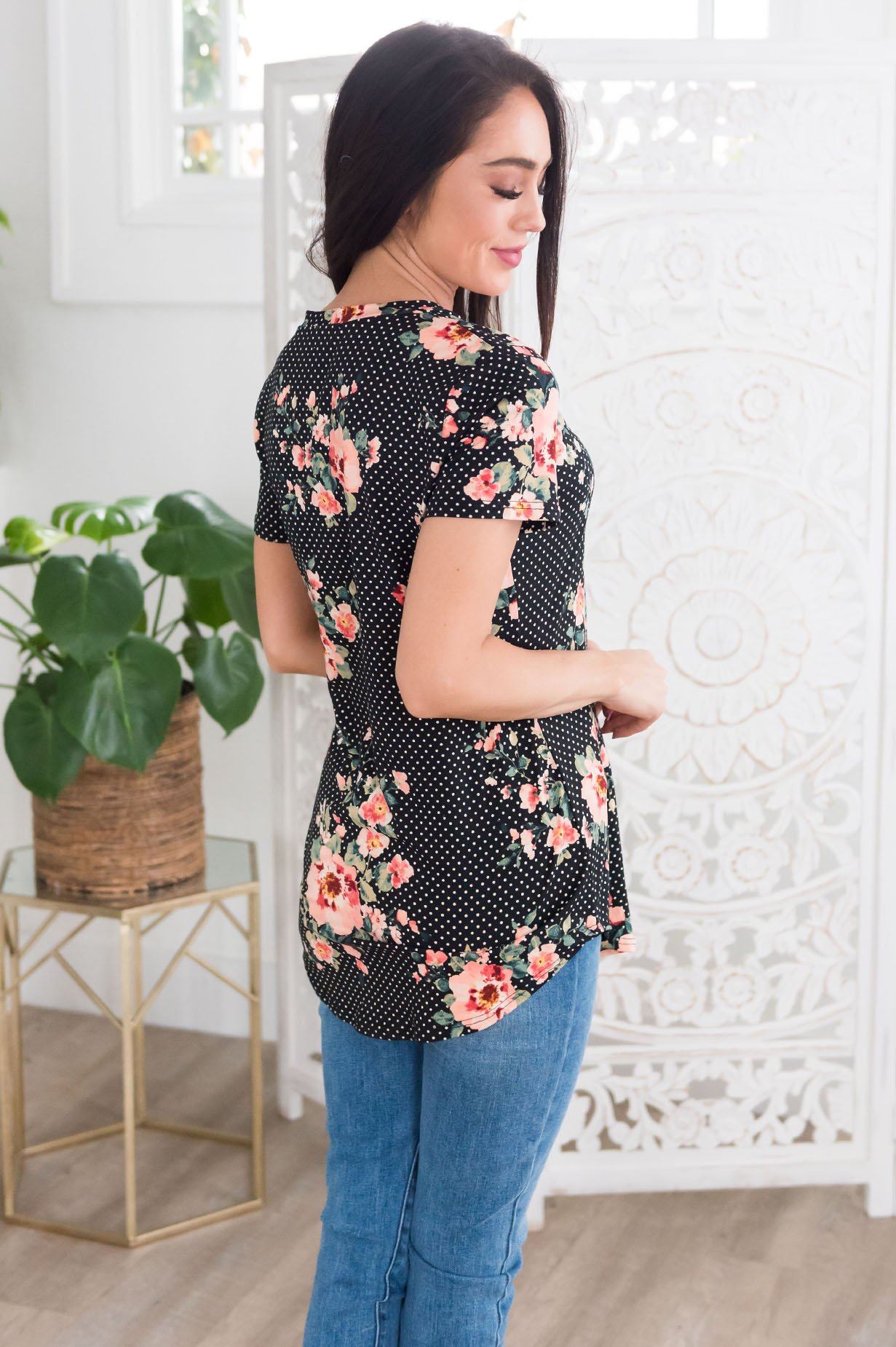 Beautiful Day Modest V-Neck Top Tops vendor-unknown 