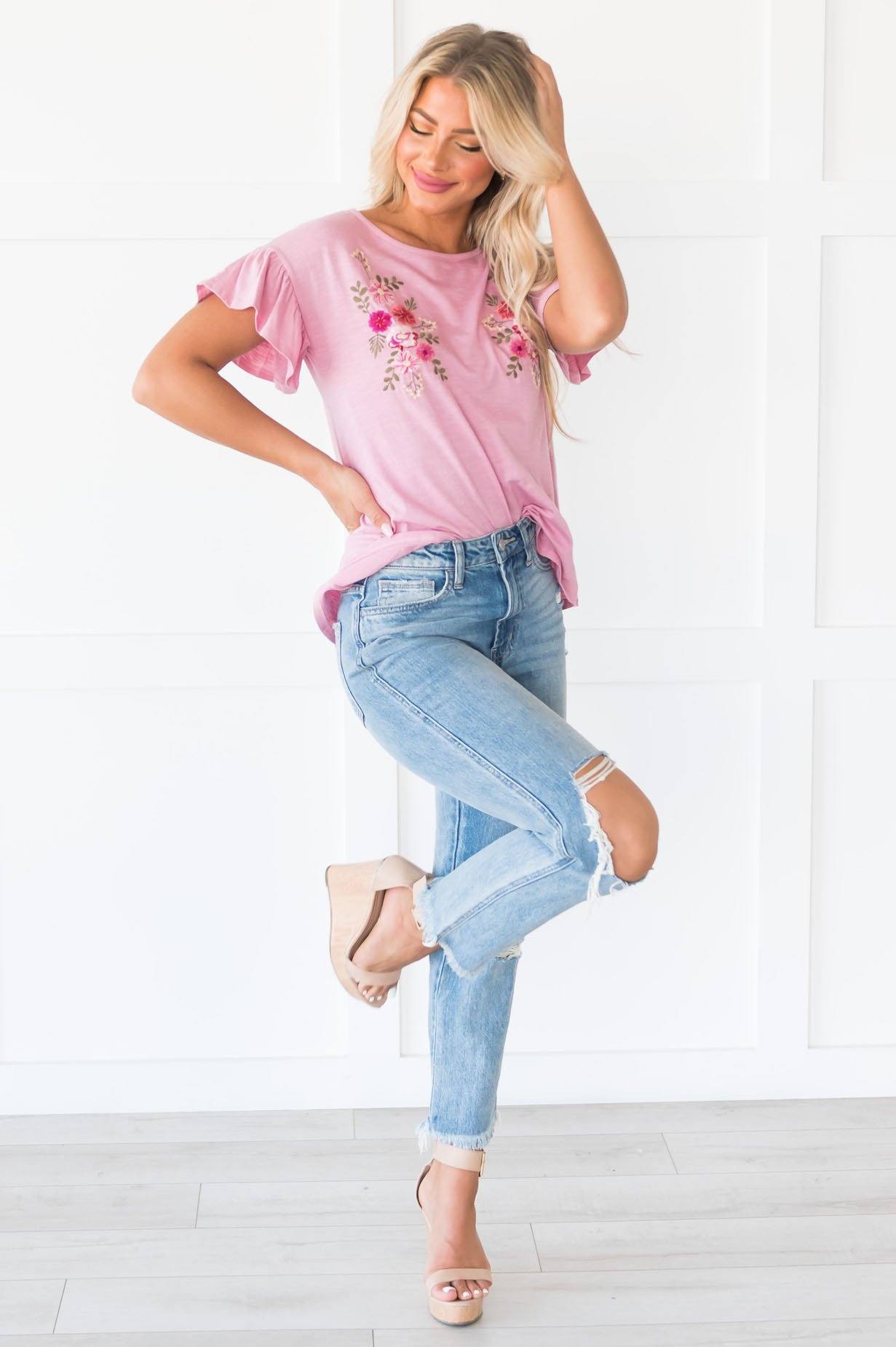 Blooming Beautifully Modest Blouse Tops vendor-unknown 