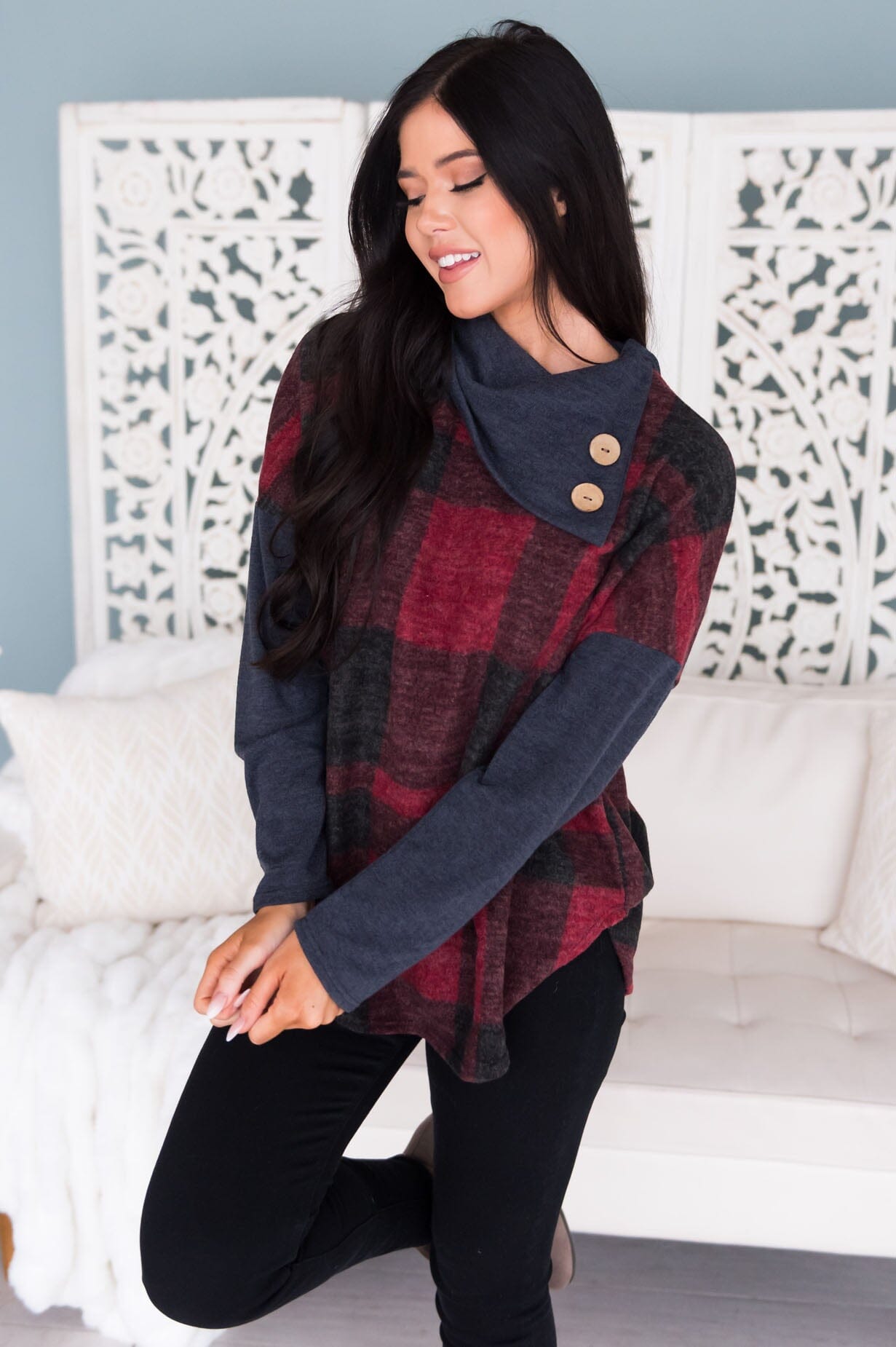 No Goodbyes Modest Cowl Neck Sweater Tops vendor-unknown 